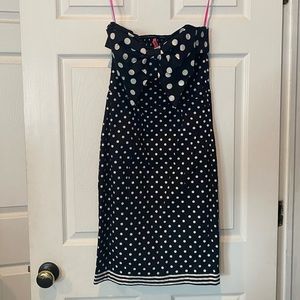Betsey Johnson strapless polka dot cocktail dress